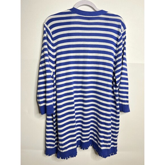 Talbots Cardigan Sweater Womens Plus Size 2X Open Front Striped Long - Picture 3 of 11